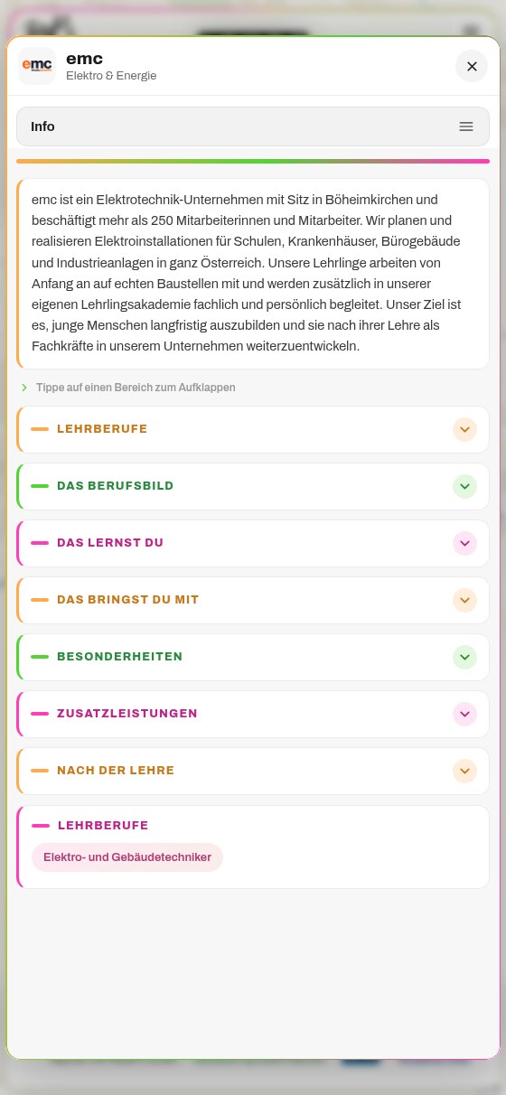 Betriebsseite am Smartphone